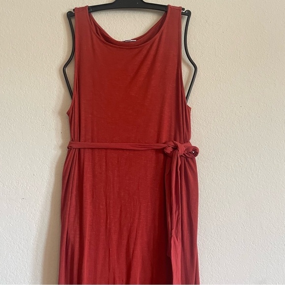 J.Jill woman's maxi sleeveless dress size M terracotta waist tie casual flowy - Picture 6 of 9